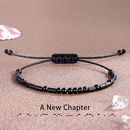 Morse Code Bracelets for Women Inspirational Gifts for Her Adjustable Black Adjustable Braided Men Bracelets Motivational Best Friend Birthday Gifts for Sister Daughter Mom Dad Christmas Jewelry…