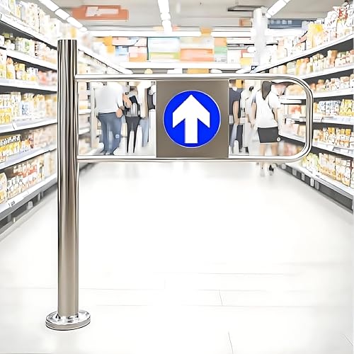 Portail battant automatique en acier inoxydable – Dispositif d'entrée et de sortie unidirectionnel pour portes doubles – Idéal pour magasin/bibliothèque – Taille : 80 x 100 cm