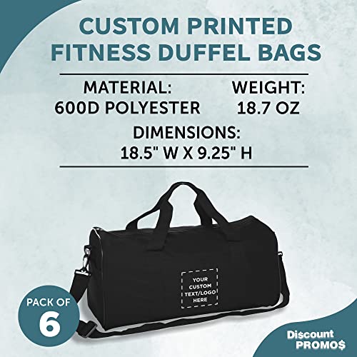 Custom Fitness Duffle Bags Set of 6, Personalized Bulk Pack - Great for Everyday Use, Perfect for Travellers, Athletes, Fitness Fanatics - Black4