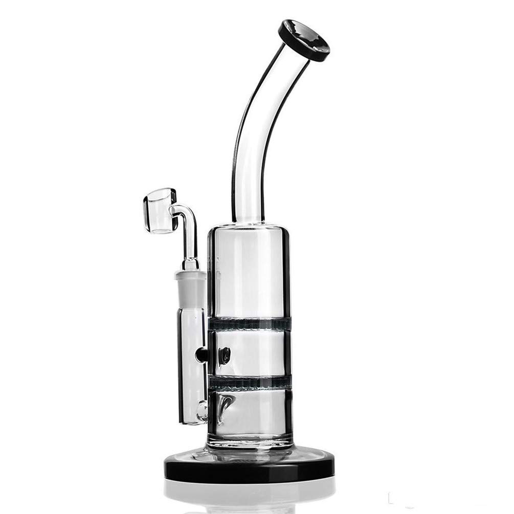 Le verre Bongs Pipe À Eau Dab Rig Fumer Bongs Avec Bol De Quartz (Black)