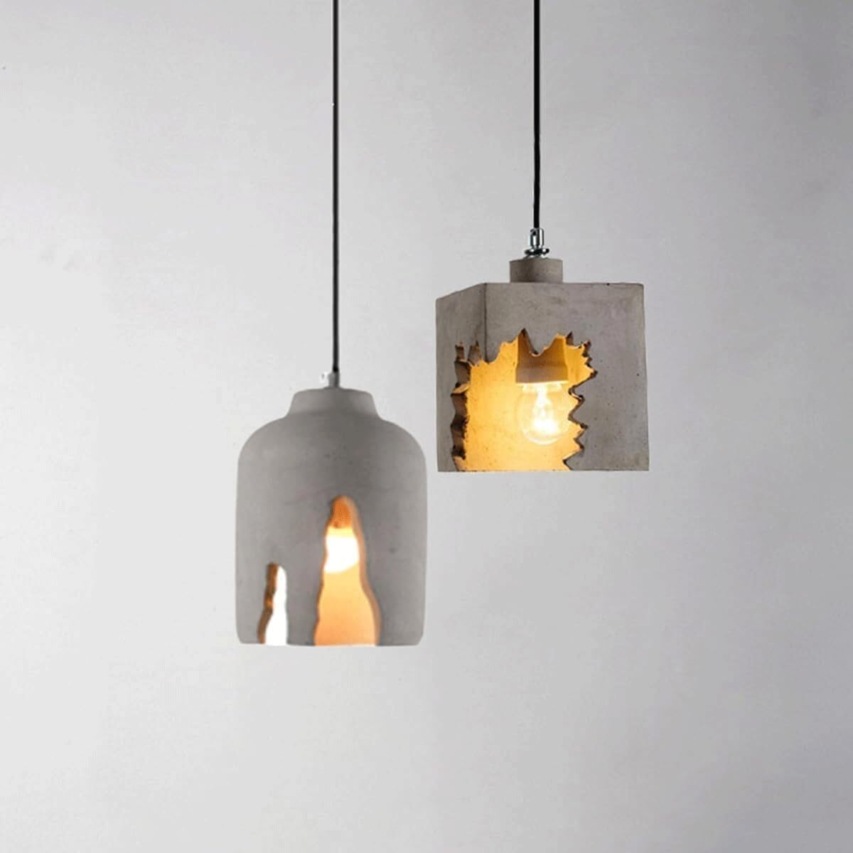 HYJAUSXB Vintage Japanese Wabi-sabi Cement Chandelier,E27 Base Hanging Light,Home Decorative Pendant Light,Indoor Adjustable Height for Kitchen Island Dining Room Bedroom Hallway Bar Living Room(A)