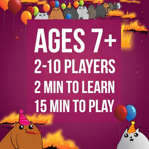 Image of Family Card & Board Games for Adults and Kids, Fun Strategy & Party for All Ages, Multi-Players, Perfect for Game Nights, Travel & Home Entertainment (Exploding Kittens Party Pack)