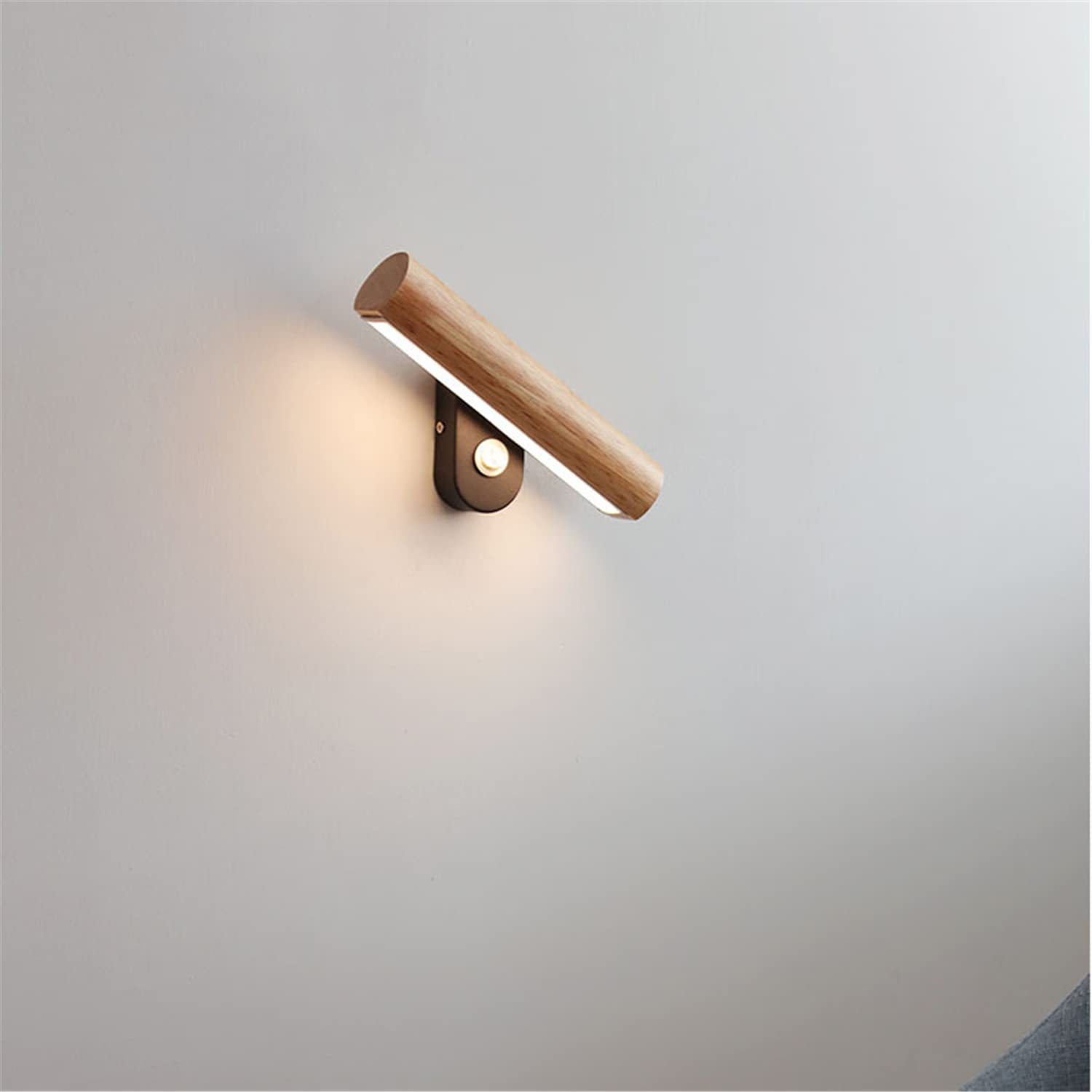 Apliques de Pared, Luces de Noche, luz de Lectura giratoria de 360° de Madera, Apliques de Pared LED, lámpara de Noche con 3 temperaturas de Color, luz de Pared para Dormitorio y s