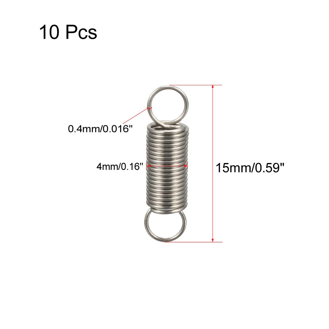 sourcing map 5 stuks. Roestvrijstalen kleine dubbele haak spanveer springveer vervanging 1,2 x 10 x 50 mm 0.4x4x15mm-10pcs