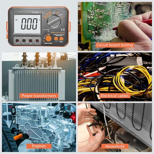 Sarini Isolationswiderstandstester Megohmmeter mit LCD-Hintergrundbeleuchtung, Spannungs-Ohm-Zähltest, multifunktionales Instrument