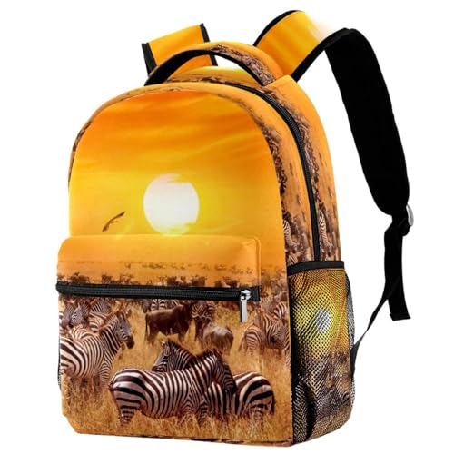 Sac à dos zèbres coucher de soleil multicolore avec grand volume de 29.4x20x40cm
