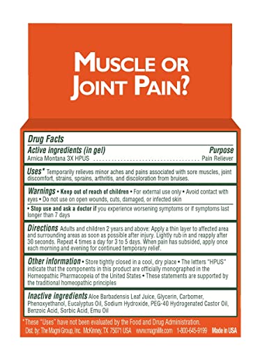 Magnilife Arnica Pain Relief Gel, Fast Acting Neck And Back Pain Relief, With Eucalyptus And Emu Oil To Soothe Soreness, Inflammation And Discomfort - 4Oz #TOP4