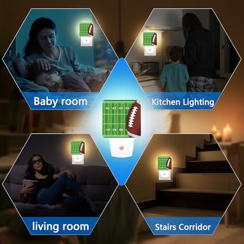 Image of American Football Night Light,Ball Nightlight Plug into Wall,LED Lamp，Suitable for Bedrooms,Kitchens,Toilets,Etc.Auto Sensor Dusk to Dawn,Energy-Saving
