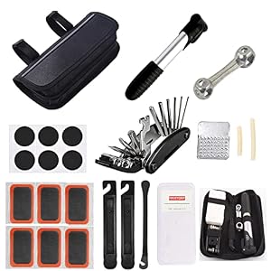 HXHYQKP Portable Bike Repair Kit Saddle Bag, Bike Tire Repair Tool Kit Contains 16-in-1 Multi-Function Tool, Mini Bicycle Pump, Bicycle Tire Patch Kit, Used for Mountain Bike and Road Bike