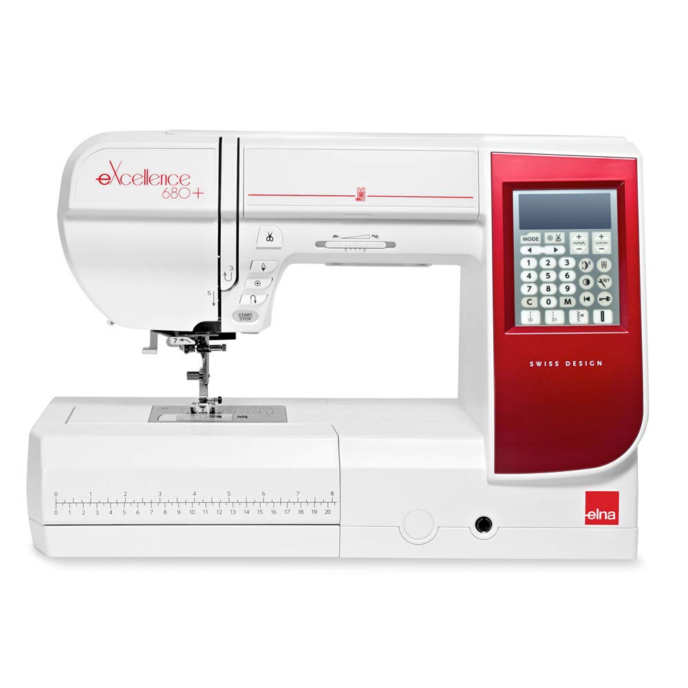 Elna Excellence 680 Plus Computer Nähmaschine rotes Design