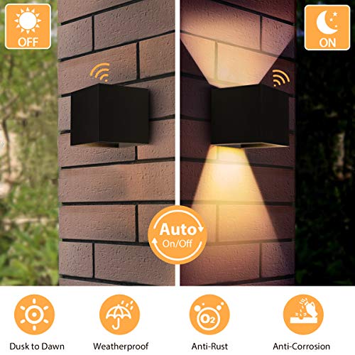 Outdoor Wall Lights Fixtures Wall Mount, Porch Light Dusk to Dawn LED Exterior Light fixtures, 6W Angle Waterproof Adjustment 4000K COB Aluminum Modern Wall Light for Doorway Indoor (2PCS)