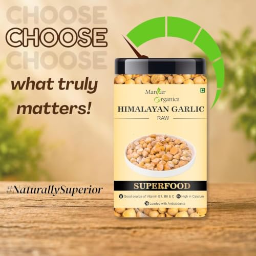 Image of ManHar Organics Kashmiri Garlic (Lehsun) 400g | Direct from Farmers | Premium Himalayan Single Clove Garlic | Whole Bulbs