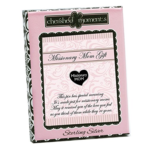 Image of Cherished Moments LDS Missionary Mom Heart-Shaped Lapel Pin (Silver Tone) in Gift Box with Poem