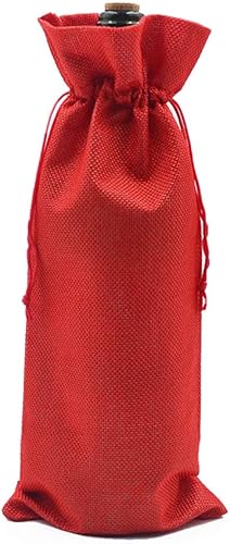 Miniatura 30 de 10 bolsas de regalo de vino de arpillera, con cordón, de lino, champán, bolsa para botella de vino, Navidad, boda, cumpleaños, fiesta, bolsas