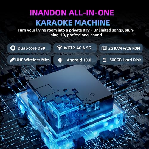 Image of InAndOn Karaoke Machine for Adults: Karaoke Players with 15.6 inch Touchscreen | All-in-one Karaoke Machine Built-in Mixer, 2 Wireless Mics, YouTube Integration, Professional Karaoke System for Party