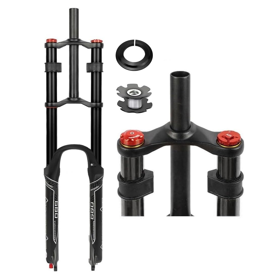 Mountain Bike Front Suspension Fork 26 27.5 29 Inch Disc Brake Air Down Hill Fork 1-1/8" Straight 1-1/2" Tapered Mtb Triple Tree Bike Fork Travel 135mm Quick Release 2440g ( Color : Black , Size : 26"