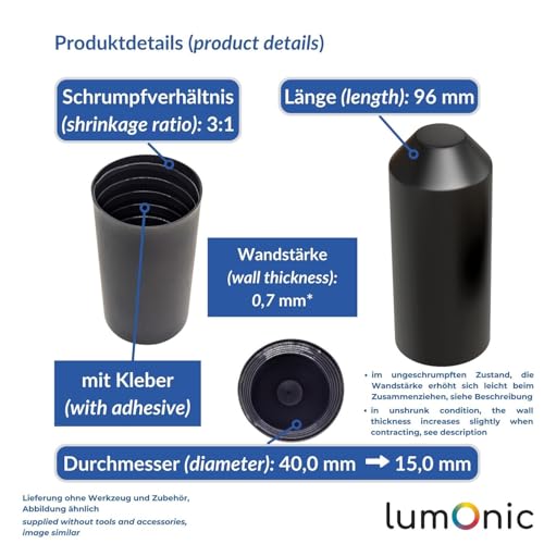 Embout thermorétractable adhésif Lumonic à forte rétraction 3:1 en polyoléfine