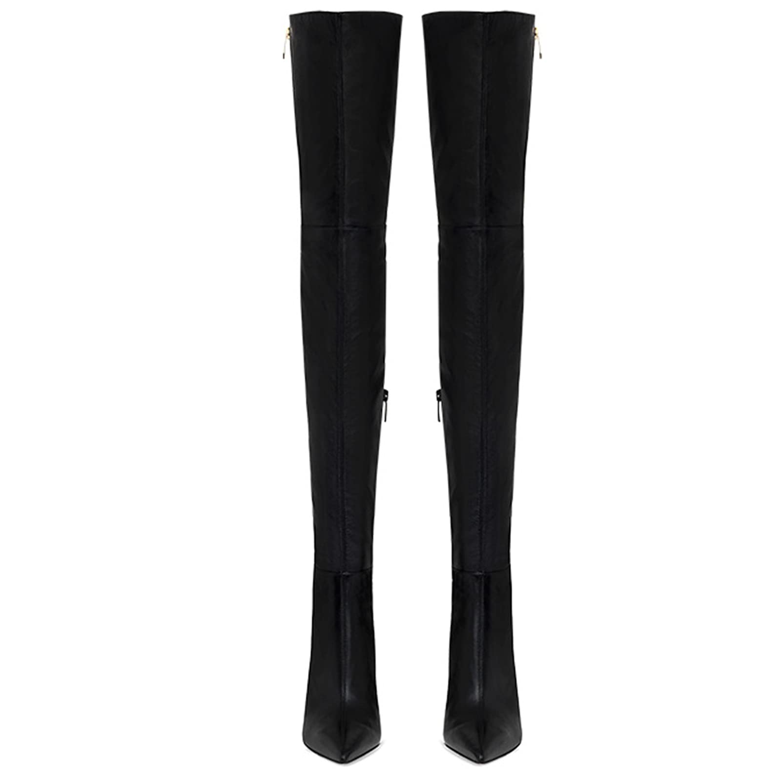 Unisex Herren Damen Sexy Schwarz Spitz Oberschenkel High Overknee Stiefel Fetisch High Heel Stiletto Stiefel Schuhe Größe 34-46