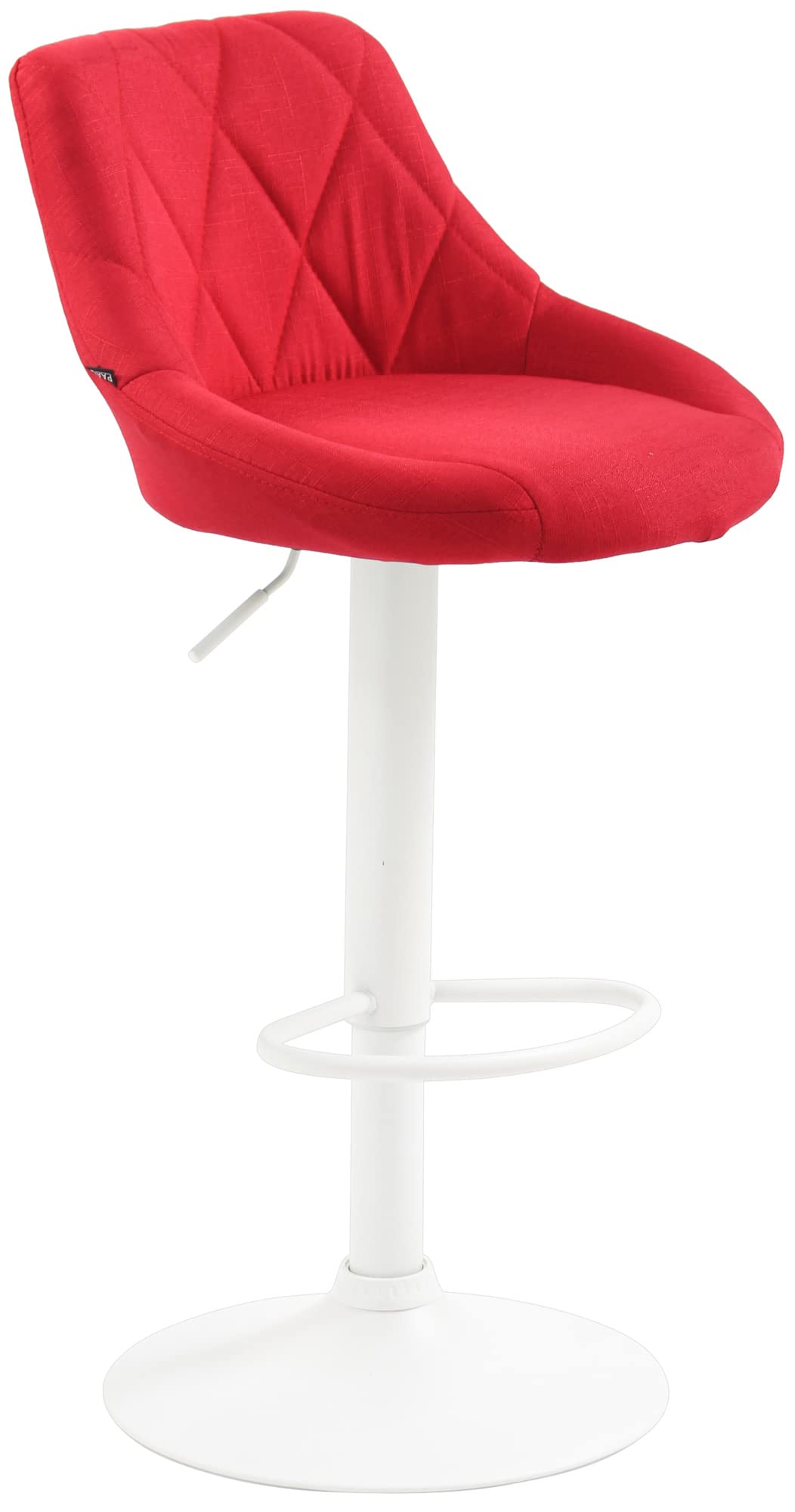 CLP Sgabello Design Lazio In Stoffa I Sedia Cucina Girevole E Regolabile 83-104 CM Con Poggiapiedi I Sgabello Bar Imbottito | Colore rosso Colore del telaio bianco