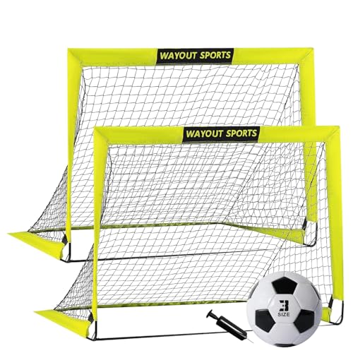 Wayout Sports - Porterías Fútbol Plegables para Niños y Adultos (120 x 90 x 90, Amarillo)