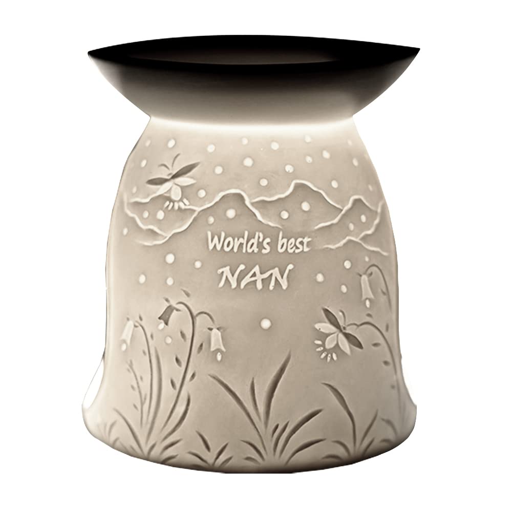 Cello White Tealight Wax Melt & Oil Burner, World's Best Nan Wax Melt Burner, Porcelain Designs Safe For Use Around Children And Pets. Use Wax Or Oil In The Top And Fragrance Your Room. Perfect Mum Gifts!…