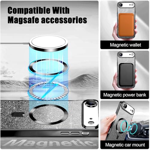 Image of Misscase for iPhone Air Case Compatible with MagSafe,Built-in Camera Lens Protector Full Protection Soft TPU Anti-Scratch Magnetic Glitter Slim Case Cover for iPhone 17 Air 6.5 inch Black