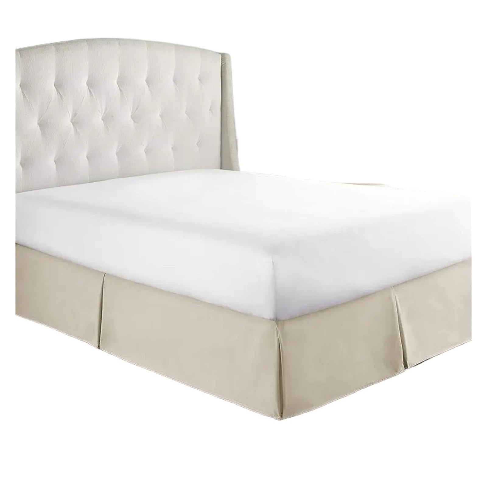 Jupe De Lit Plissée Élégante Blanc – Cache-Sommier 140x200x35 Cm En Microfibre Douce, Hauteur 35 Cm, Style Intemporel