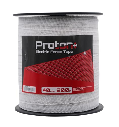 Hotline Proton Electric Fencing Tape - 40mm x 200m White Poly Tape Horse Paddock Durable Quality