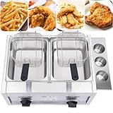 AUTUMFLATGAO Kommerzielle 20L-Gasfritteuse Aus Edelstahl Mit Korb Und Deckel, Gewerbliche Fritteuse Für Den Außenbereich Für Die Küche Zu Hause Im Restaurant