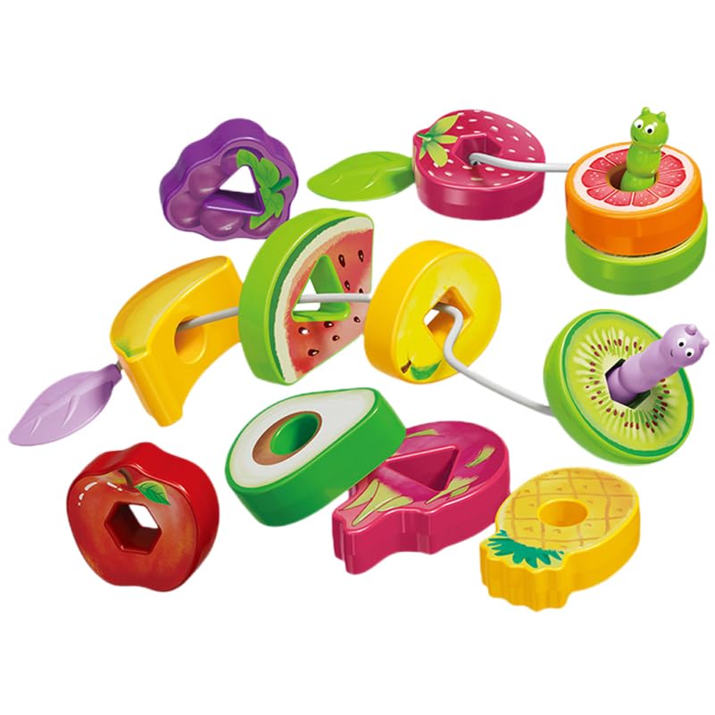 Kisangel Montessori Threading Toys for 2 3 Year Olds Fruit Lacing Beads for Toddlers Girls Boys Educational Preschool Learning Kit Fine Motor Skills Toys for Kids Lightweight Travel Activities