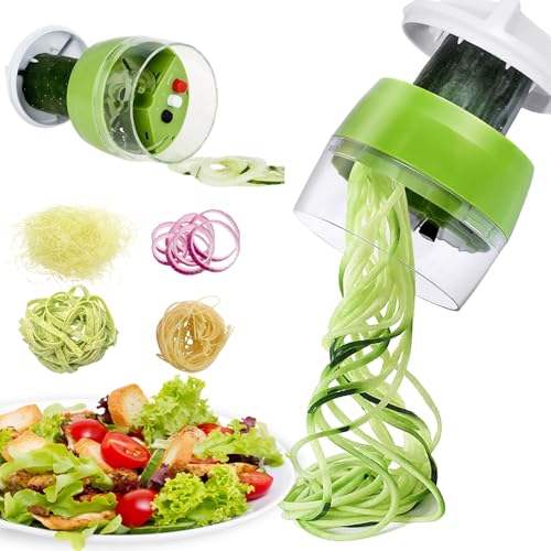 4 in 1 Spiralizer for Vegetables - Adjustable Vegetable Slicer - Zucchini Courgette Spiralizer Noodles Spaghetti Maker - Veggie Carrot Cucumber Slicer Spiral Cutter - Kitchen Tools & Gadgets