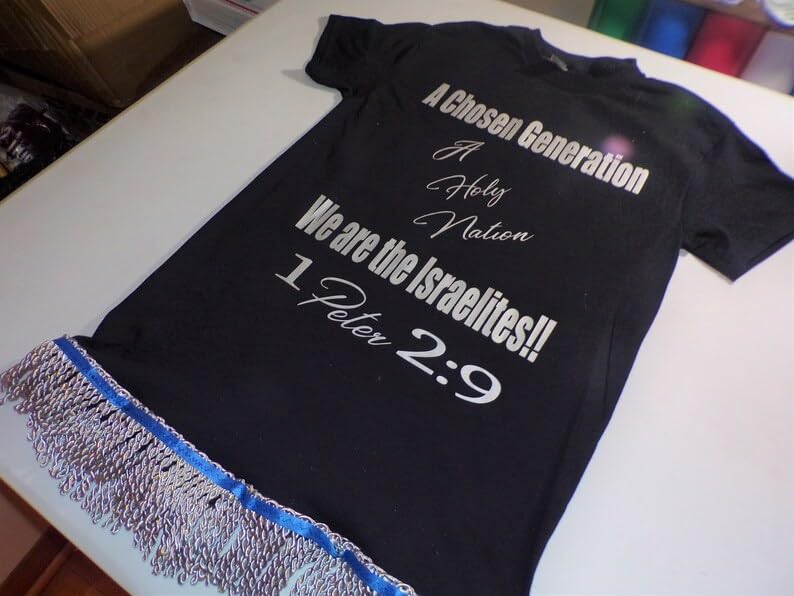 A Chosen Generation A Holy Nation We are The Israelites 1 Peter 2:9 Size 3XL Black Tee Silver Fringes2