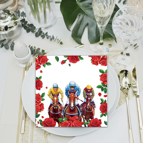 100Pcs Horse Racing Paper Napkins Run for the Roses Race Theme Party Supplies - Horse Theme Party Supplies for Racing Birthday, Derby Decorations, 6.5 Inch Disposable by Jajajuegos - Image 7