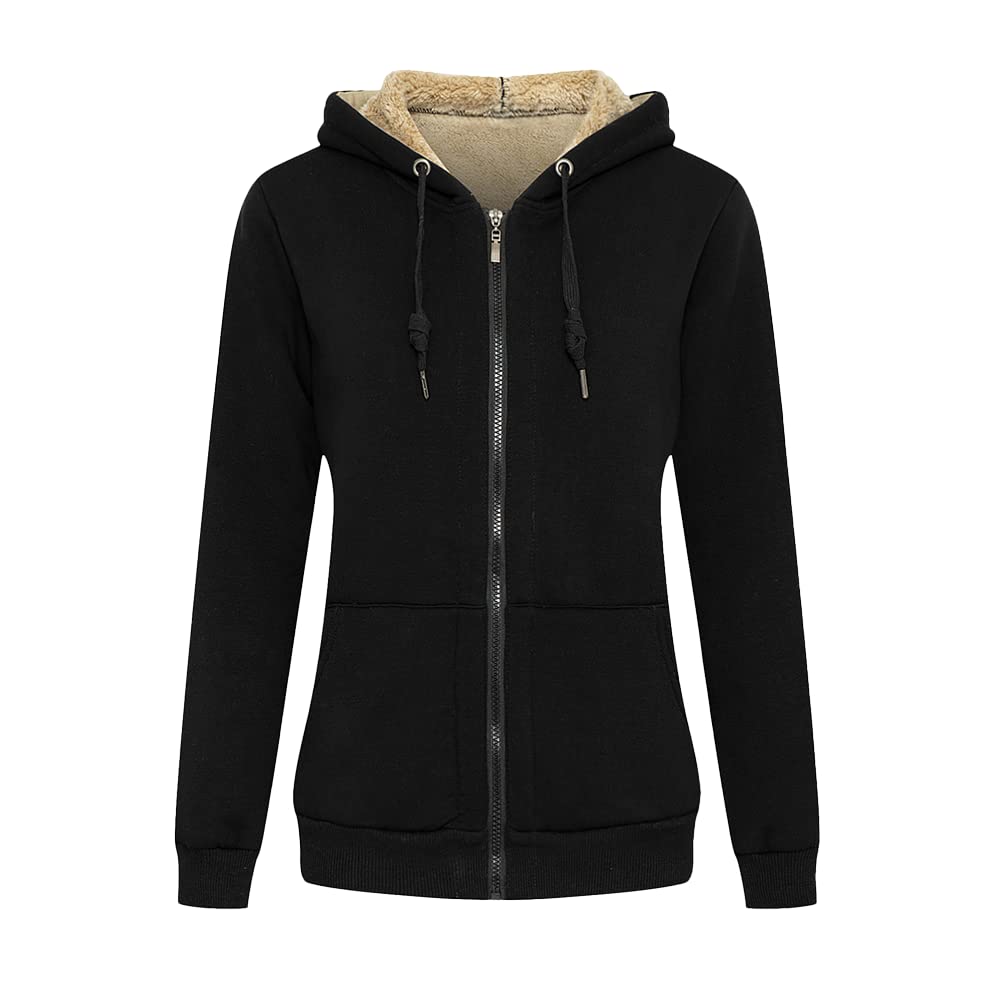 LBL - Giacca in pile da donna, calda, fodera in pile con cerniera, a maniche lunghe, per l'inverno