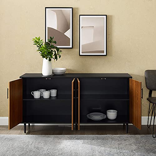 Walker Edison Fehr Modern 4 Door Bookmatch Buffet, 58 Inch, Black #TOP5