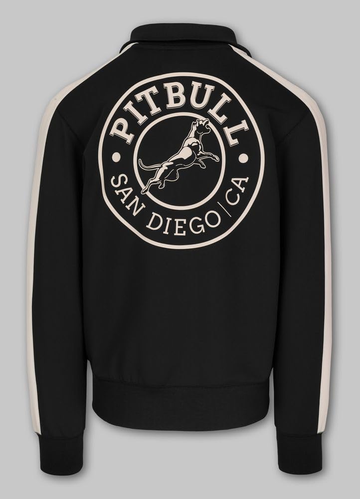PITBULL - Sudadera Hombre con Cremallera Oldschool San Diego CA, Chaqueta Sudadera Hombre con Cuello Alto, Chaqueta con Cremallera, Sudaderas con Estampado, Sweatshirt