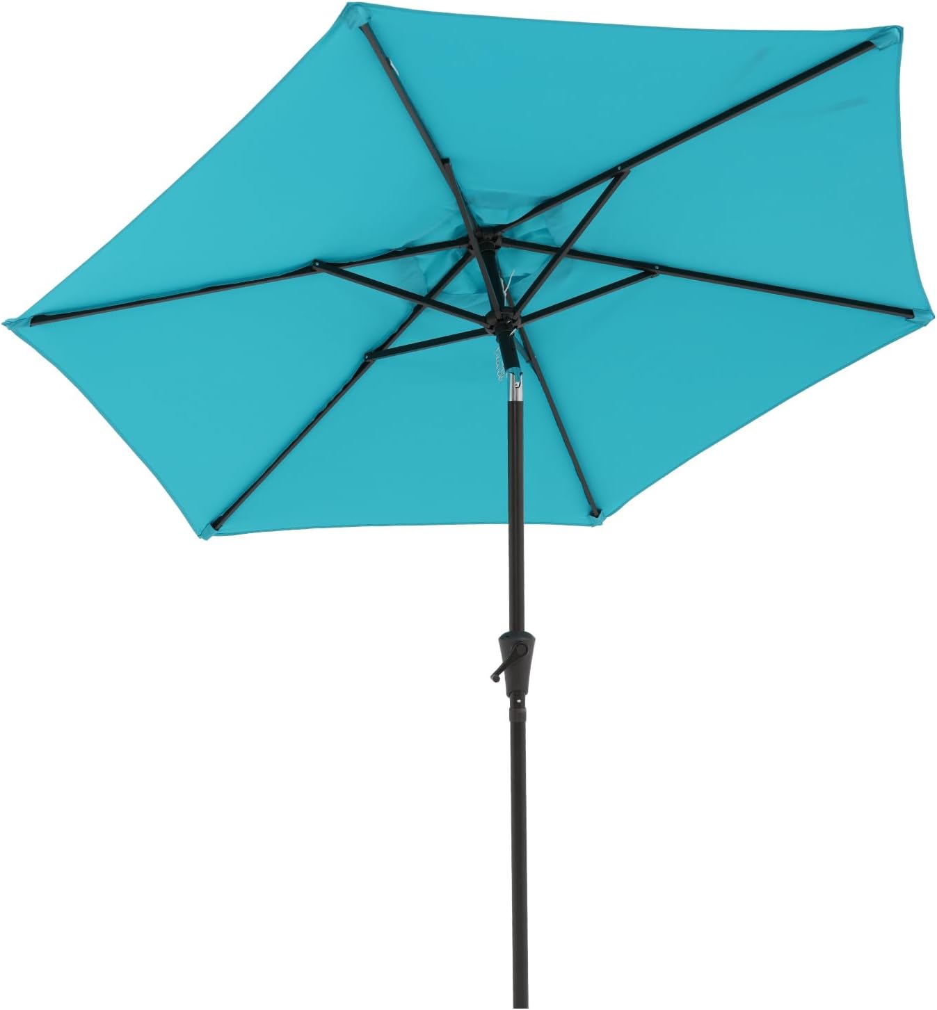 COBANA 7.5 ft Patio Umbrella Outdoor Table Market Umbrella with Push Button Tilt and Crank, 6 Ribs, Turquoise