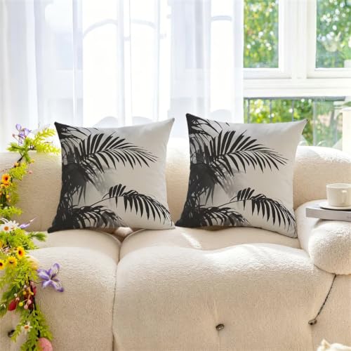 Housse de coussin canapé 45x45 cm en lin gris lot de 2 décoratives avec zip invisible - 7