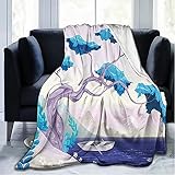 Couvertures Fantastique Paysage Bonsaï Arbre Mer Nénuphars Marguerites Et Marine Polaire Flanelle Douce Chaude Et Confortable pour Canapé Ou Lit Convient À Toutes Les Saisons 80X60 inch