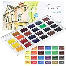 Sonnet Student Grade Watercolor Paint Set 24 Full Pans 2.5ml Vibrant Colors for Artists and Beginners in Cardboard Box by Nevskaya Palitra