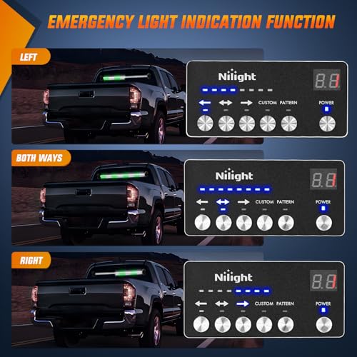 Image of Nilight 144LED Traffic Advisor Strobe Light Bar with Controller Green White | Emergency Warning Lights Hazard Interior Front /Rear Windshield Flashing for Cars Plow Trucks Construction Vehicles