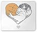 Tappetino per mouse amante dei gatti, gattini sdraiati e coccolati a forma di cuore animali domestici per la nanna Meow Love, tappetino per mouse rettangolare in gomma antiscivolo, dimensioni standard