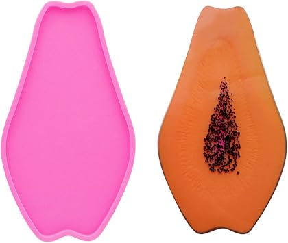 Super Shiny Papaya Geode Coaster Agate Resin Silicone Molds Epoxy Fruit Style Resin Mold, Tray Resin Casting Mold for DIY Agate Coaster, Cup Mats, Bowl Mat, Home Decoration, 6.7*3.7 inch