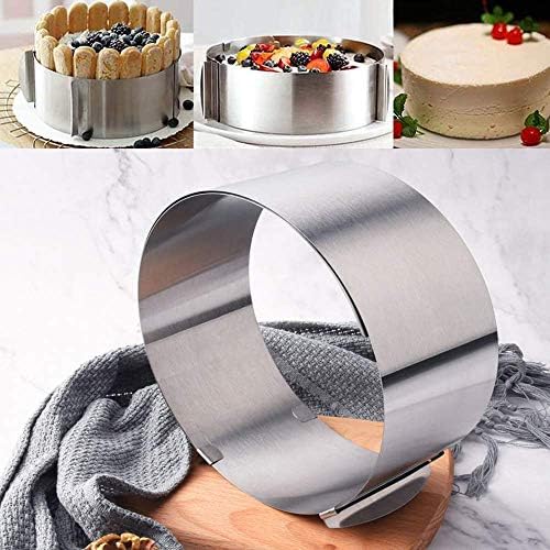 Trintion Cake Ring 6 to 12 Inch Adjustable Cake Ring Mold Stainless Steel Mousse Round Mold for Cooking Crumpets Eggs Pastry Mousse Desserts