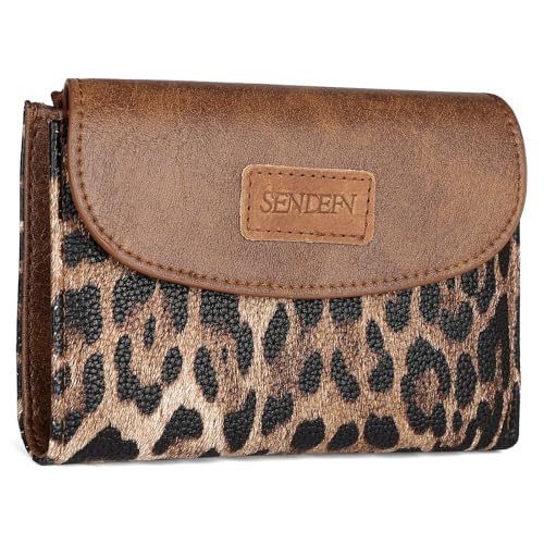 SENDEFN Small Womens Wallet RFID Blocking Double Zipper Pocket Card Holder Purse