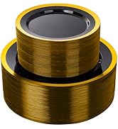 supernal 120pcs Black and Gold Plastic Plates Disposable Fancy Elegant Party Plates Heavy Duty Go...