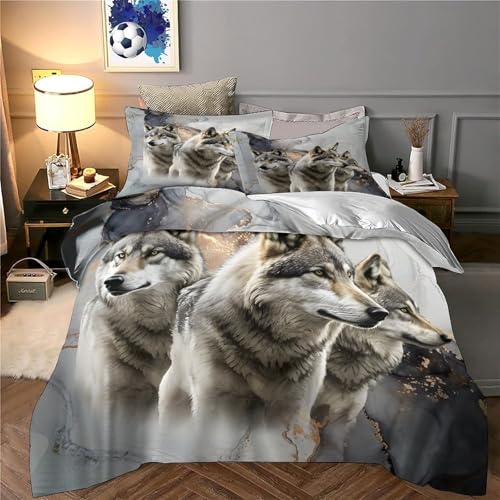 Parure de Lit Loup 3D de Qualité Supérieure Housse de Couette Super King