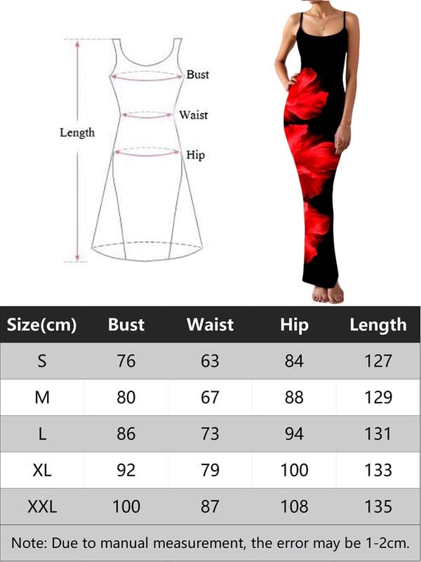 Vestito Lungo Donna Sexy Spaghetti Strap Maxi Abito Estivo Senza Maniche Collo Quadrato Vestito Stampa Floreale Elegante Aderente con Spacco Abiti per Cerimonia Festa Cocktail Spiaggia Sera