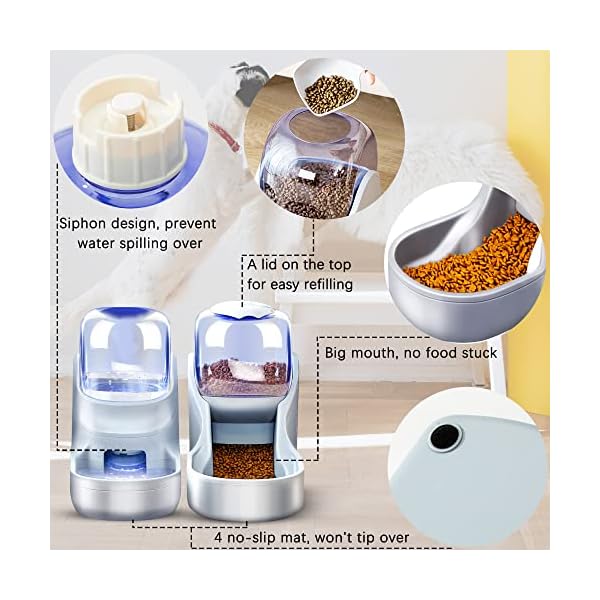 2-Pack-Automatic-Cat-Feeders-Dog-Water-Bowl-Dispenser-and-Dog-Food-Bowls-Set-Dog-Feeding-Watering-Supplies-for-Small-Medium-Big-Pets-Cat-Bowls-for-Food-and-Water-1-Gallon Dog Food Bowls Set