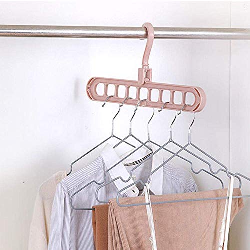 Image of WONIRY Da Wings 1 Anti-Skid Plastic 360 Degree Swivel Hook, 9-Holes Magic Wardrobe Space Saver Folding Hangers /Closet Organiser (Pack of 3)